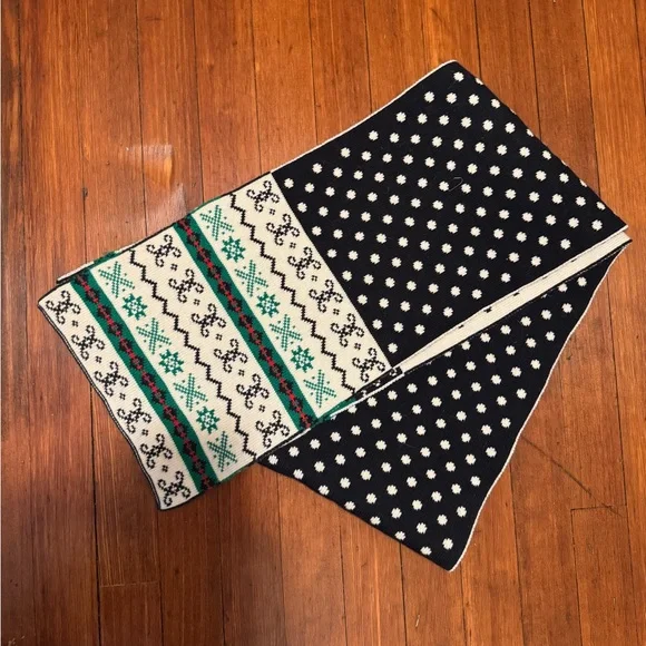 J.Crew Reversible Polka Dot Fair Isle Winter Scarf - Picture 2 of 4